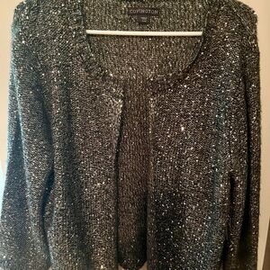 NEW Woman Sparkling Sequined Charcoal Gray Cardigan in XL for special occasions!